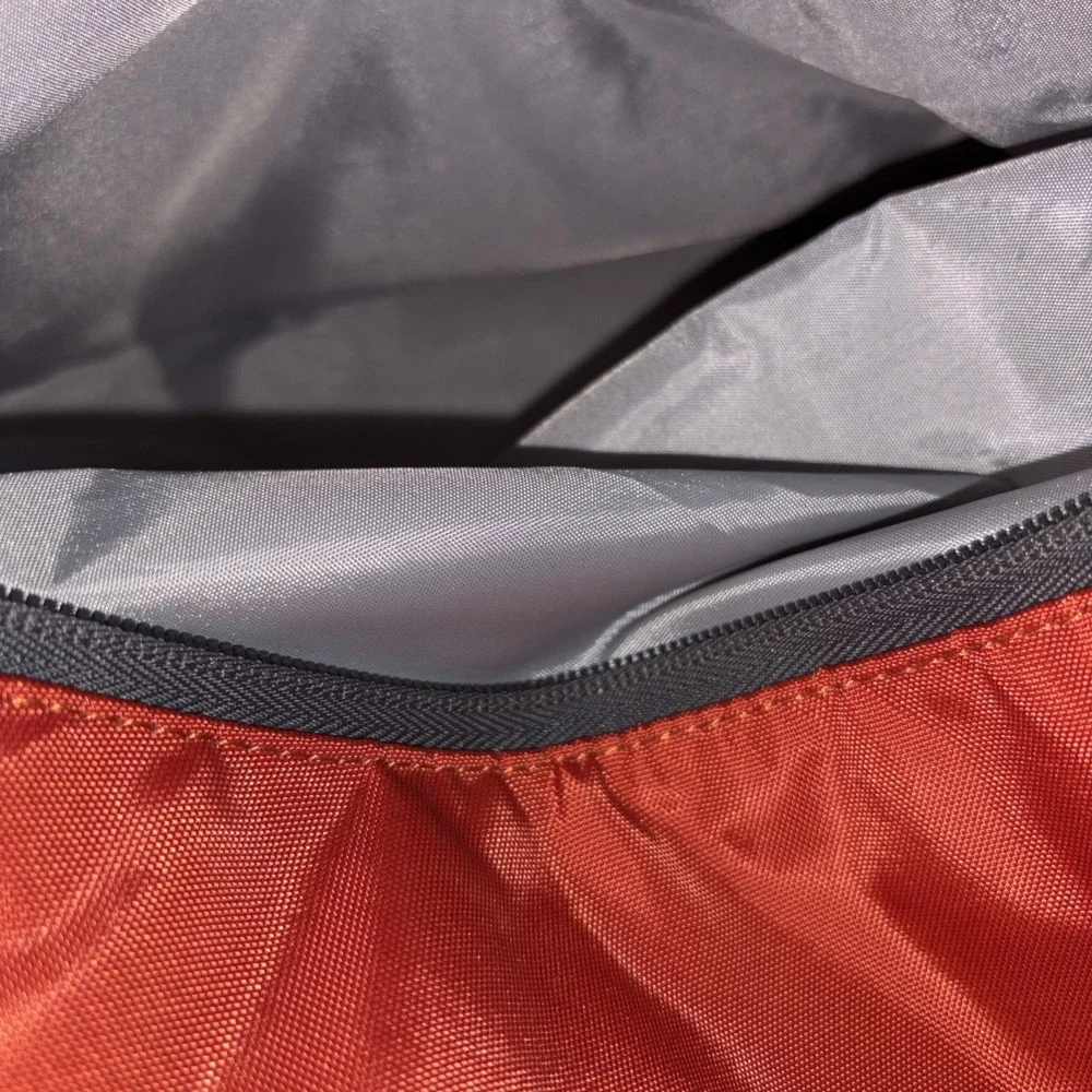 Lands End Packable Drawstring Backpack Or Cinch Big Orange Gray One Shoulder Adj